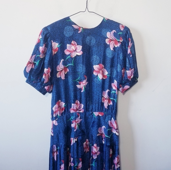 Vintage 100% Silk Maggy London Floral Dress - Picture 3 of 5